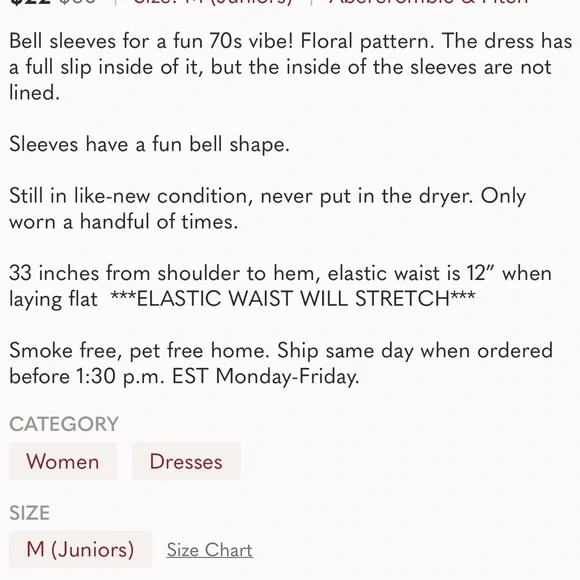 Abercrombie & Fitch Bell Sleeve Floral Dress - Picture 7 of 7